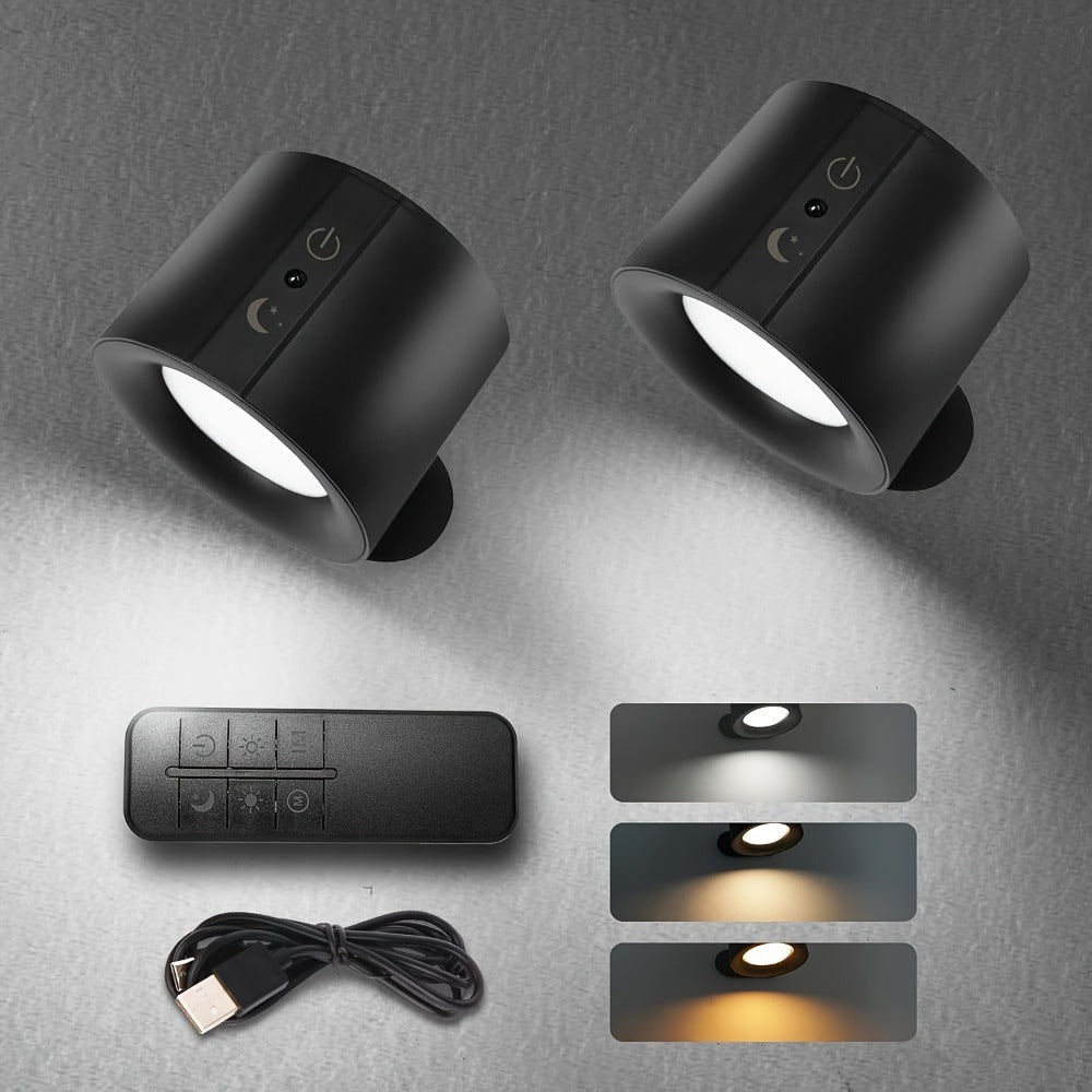 Magnetic LED Wall Sconce with 360-Degree Rotation, Three Color Temperatures and One or Two-Light Options