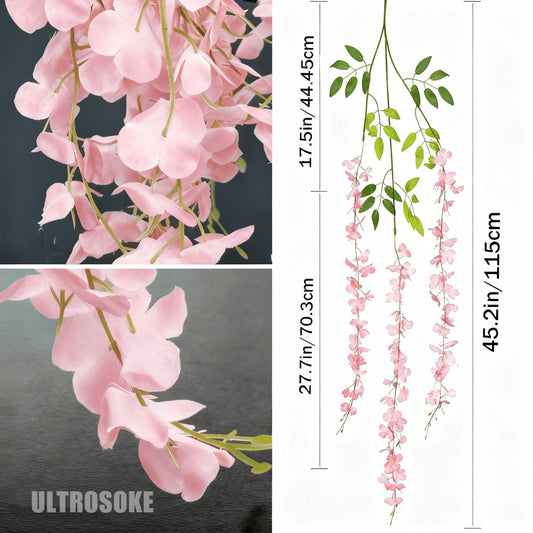 Artificial Flowers 24-Piece Light Pink Wisteria Vine Garland for Wedding Arches, Walls and Backdrops