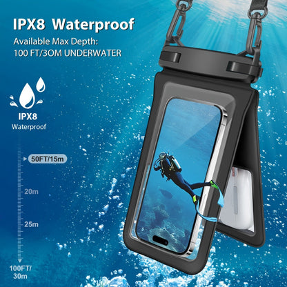 RYNAPC 2-Pack Waterproof Phone Pouch with Lanyard IPX8 Dry Bag for iPhone 16 15 14 Pro Max 6.7 Inch – Double-Layer Shockproof Sandproof Case for Swimming Boating Kayaking Beach
