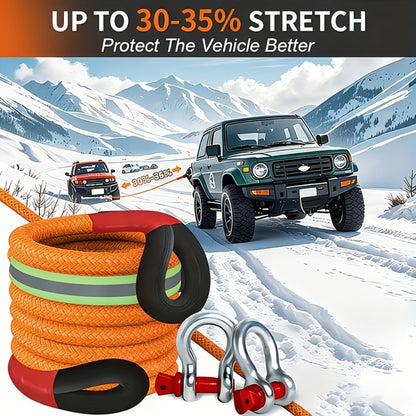 Kinetic Recovery Rope 48501 LBS 22 Ton - High Strength Nylon Tow Rope with Bow Shackles & Storage Bag, 14.5 16.4 30 FT Options for Truck SUV UTV ATV Off Road Emergency Rescue
