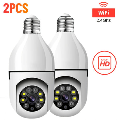 E27 Bulb Camera 360° Pan & Tilt 3MP 1080P, Full-Color Night Vision, Two-Way Audio, Motion Detection, WiFi App Control, Cloud & TF Card Storage – Indoor Home Security Light Bulb Camera