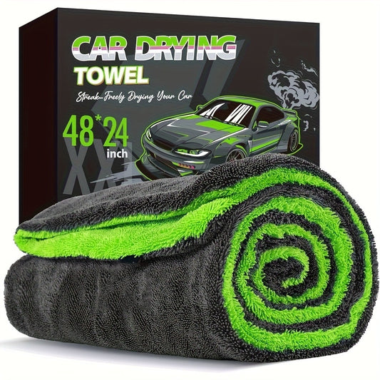 Microfiber Car Drying Towel 1400GSM – Dual-Sided Scratch-Free Twist Yarn Cloth, 48"x24" High-Absorbency Car Wash Towel