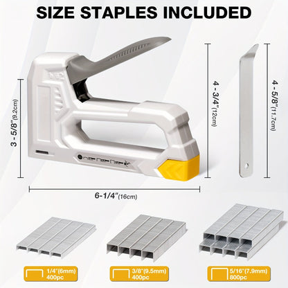 Staple Gun with Staples 1600pcs, Light Duty Upholstery Staple Gun Kit with JT21 Staples 1/4 5/16 3/8 inch & Staple Remover, Manual Fabric Stapler for Wood, Crafts, DIY, Home Decoration