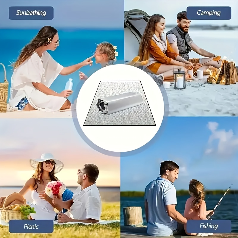 Camping Mat Extra Large 4 Person – Aluminum Foil EPE Foam Waterproof Picnic Blanket, Double-Sided Moisture-Proof Thermal Insulation Pad for Beach, Backyard & Outdoor