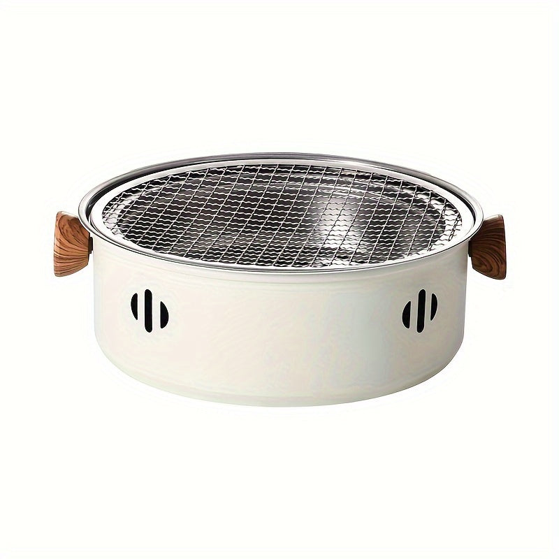 12.2-Inch Round Charcoal Grill Set with Stainless-Steel-Labeled Body, Charcoal Pan, Grids and Tongs