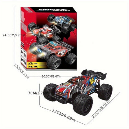 Remote Control Car, Red 4WD Monster Truck with 2.4GHz Control, Large Off-Road Tires and Four-Wheel Drive Layout