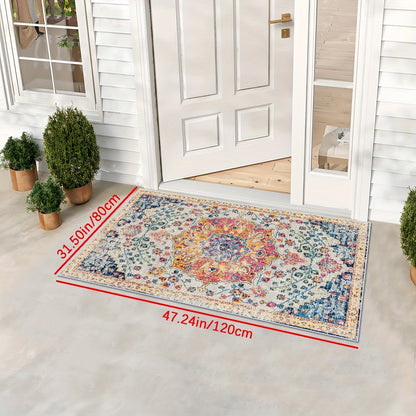 Bohemian Medallion Outdoor Area Rug in Four Rectangular or Round Sizes for Patio, RV and Picnic Spaces