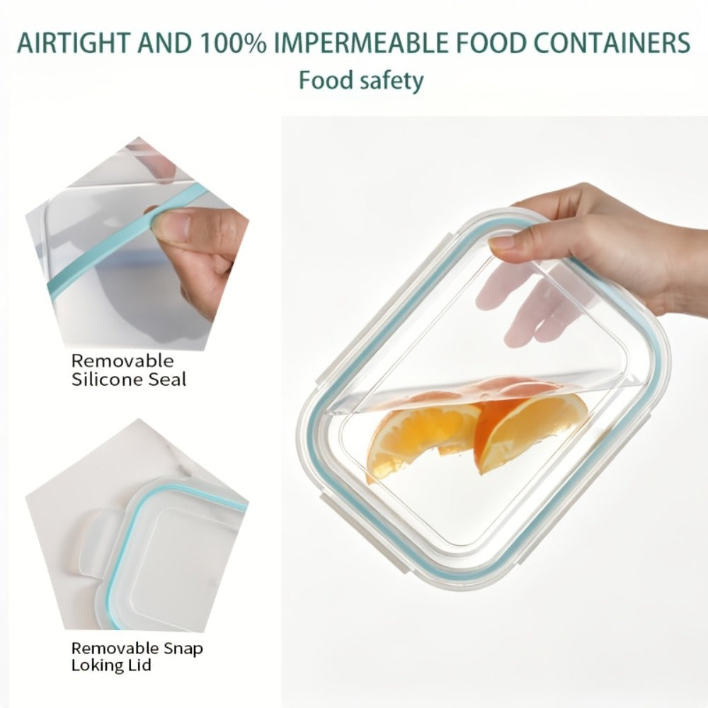 Sixteen-Piece Glass Food Storage Set with Eight Bowls and Eight Lids in Four Color Configurations