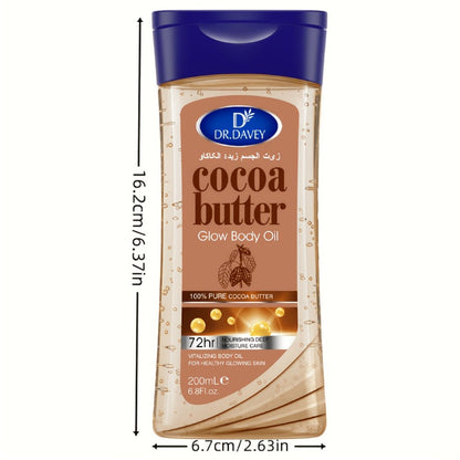 Cocoa Butter Body Oil, Two-Piece Set of 200ml Flip-Top Bottles with Coordinated Brown Labels
