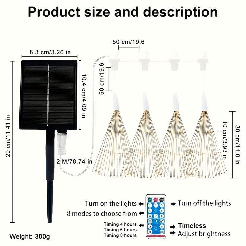 Solar Starburst Firework Light Set with 240, 360 or 450 LEDs, Remote and Eight Lighting Modes