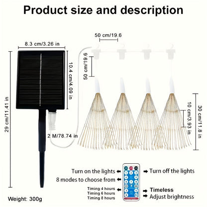 Solar Starburst Firework Light Set with 240, 360 or 450 LEDs, Remote and Eight Lighting Modes