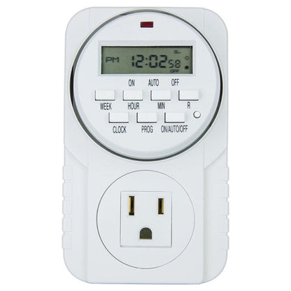 7-Day Heavy Duty Digital Programmable Timer with Dual Outlet - 24 Hour Indoor Electric Timer for Hydroponics, Lamp, Light, Fan, 120V 60Hz, Two Outlet Weekly Scheduling Timer Switch