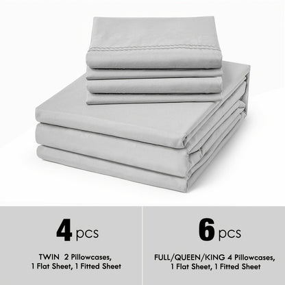Bed Sheet Set Sanded Polyester Microfiber with 35–39 cm Pocket and Solid or Stripe Pattern Options