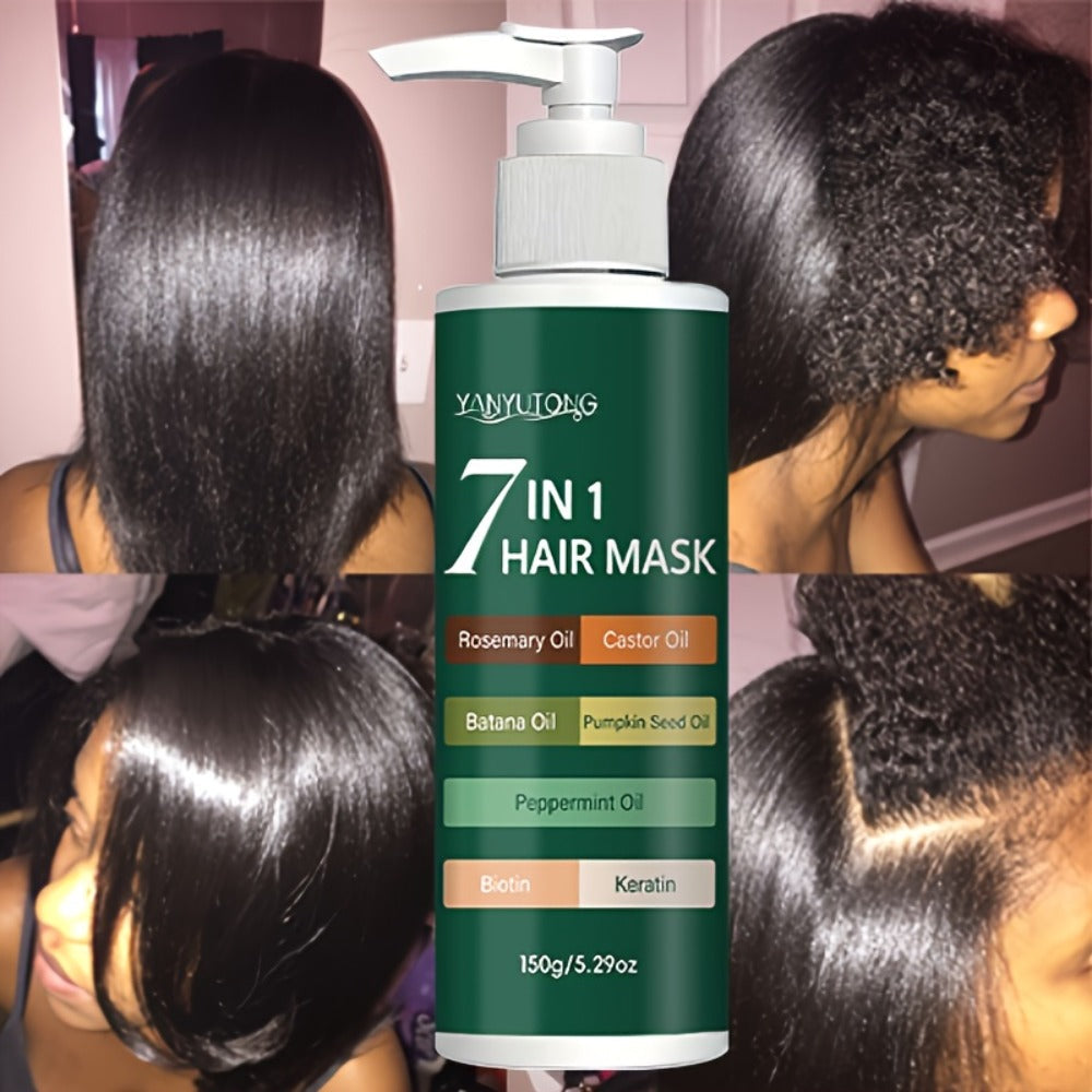 150g 7-in-1 Hair Mask in Green Pump Bottle with Rosemary, Batana, Peppermint and Pumpkin Seed Oils
