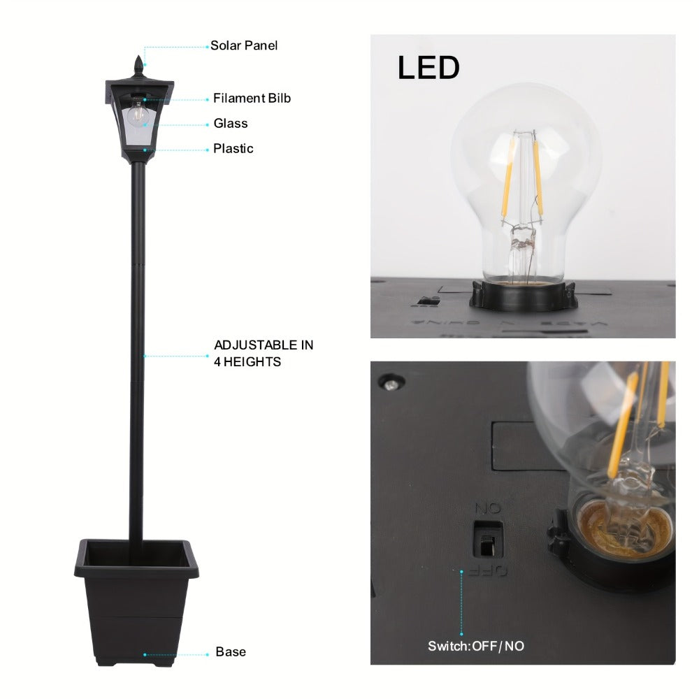 Solar Post Light Outdoor Garden Pathway Lamp IP44 Waterproof 60LM Warm White LED – Solar Powered Landscape Stake Light for Yard Driveway Patio Walkway Christmas Holiday Decoration