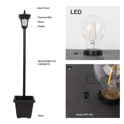 Solar Post Light Outdoor Garden Pathway Lamp IP44 Waterproof 60LM Warm White LED – Solar Powered Landscape Stake Light for Yard Driveway Patio Walkway Christmas Holiday Decoration