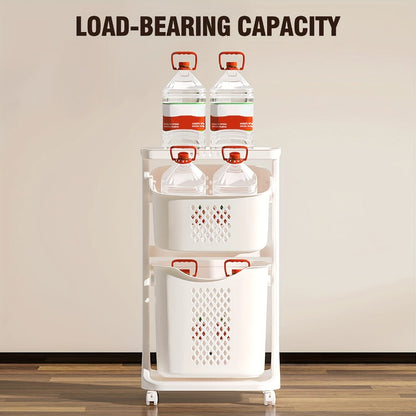 Two-Tier Rolling Laundry Hamper Cart with Removable Baskets for Bathrooms, Bedrooms and Laundry Rooms