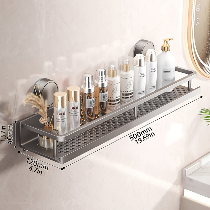 Wall-Mounted Suction Cup Shower Caddy with Towel Hook in Three Size and Pack Options for Bathrooms