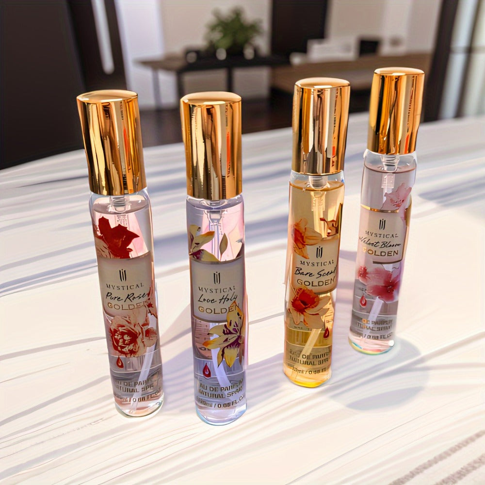 Perfume Gift Set with Four 20ml Floral or Fruity Travel Sprays in Pink or Botanical Gift Boxes