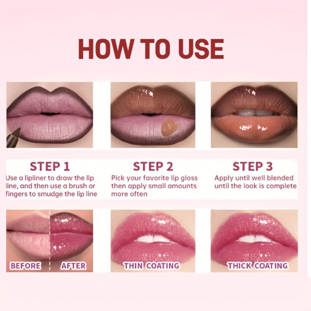 Lip Liner and Lip Gloss Kit 13 Piece Matte Non-Stick Waterproof Pigmented Long-Lasting Moisturizing Lip Glaze Combo Set for Defined Glossy Lips Women Girls