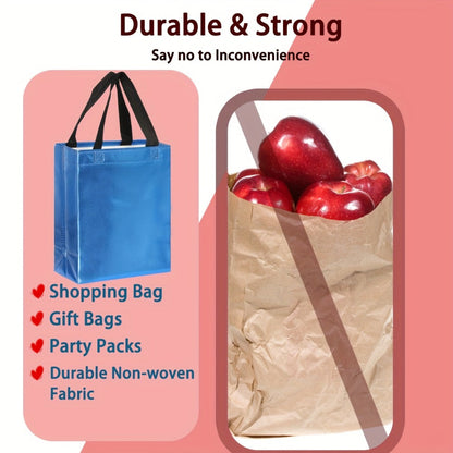 Twenty-Four Glossy Gift Bags in Mixed Colors, Each Measuring 8 by 10 by 4 Inches with Carry Handles