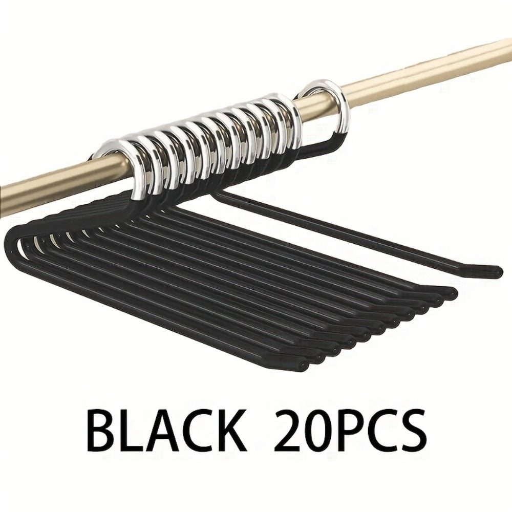 Open-Leg Pants Hangers in Black or White with 10-, 20-, 30- or 50-Piece Checkout Packs for Closets