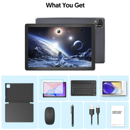 10 Inch 2-in-1 Android 14 Tablet with Keyboard Mouse Stylus – 6GB RAM 64GB ROM 1TB Expandable, WiFi 6, 6000mAh Battery, Quad-Core, Dual Camera, GMS Certified Tablet PC