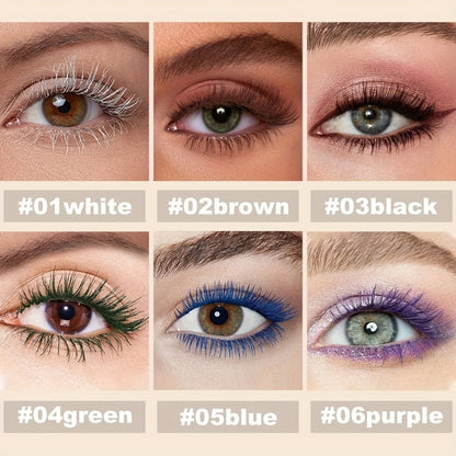 YTRUNS Colored Mascara in Six Shades from White and Brown to Black, Green, Blue or Purple with Curved Wands
