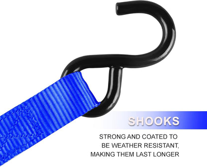 Ratchet Tie Down Straps 4-Pack 15FT 1,500 lb Break Strength Heavy Duty with Soft Loops & Storage Bag – High-Visibility Webbing for Motorcycle ATV Kayak Truck Bed Trailer Roof Rack