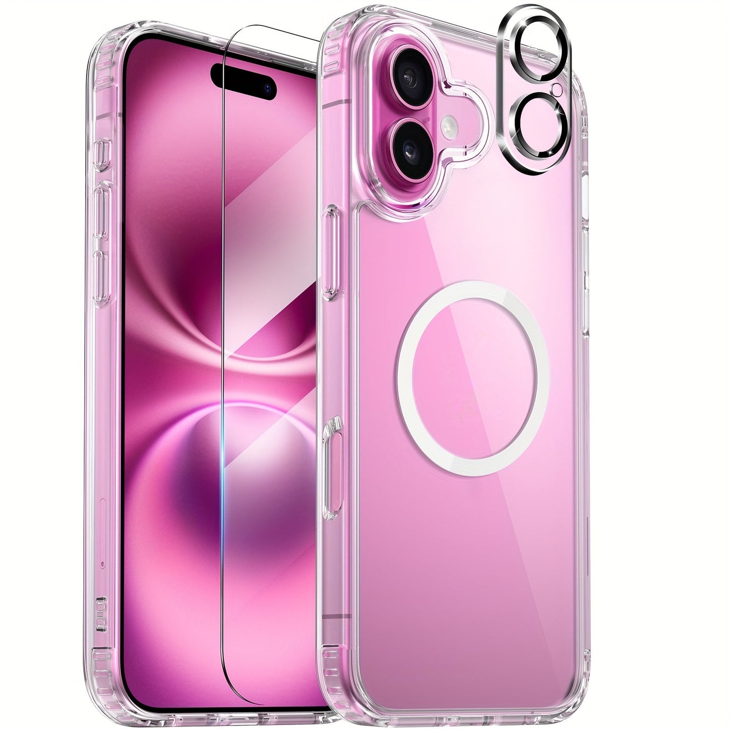MagSafe iPhone Case with Screen Protector & Camera Lens Protector – N52 Super Magnet Shockproof Clear TPU PC Cover, Anti-Yellow, 3-in-1 Bundle for iPhone 16 16 Plus 16 Pro 16 Pro Max 15 14 13 11