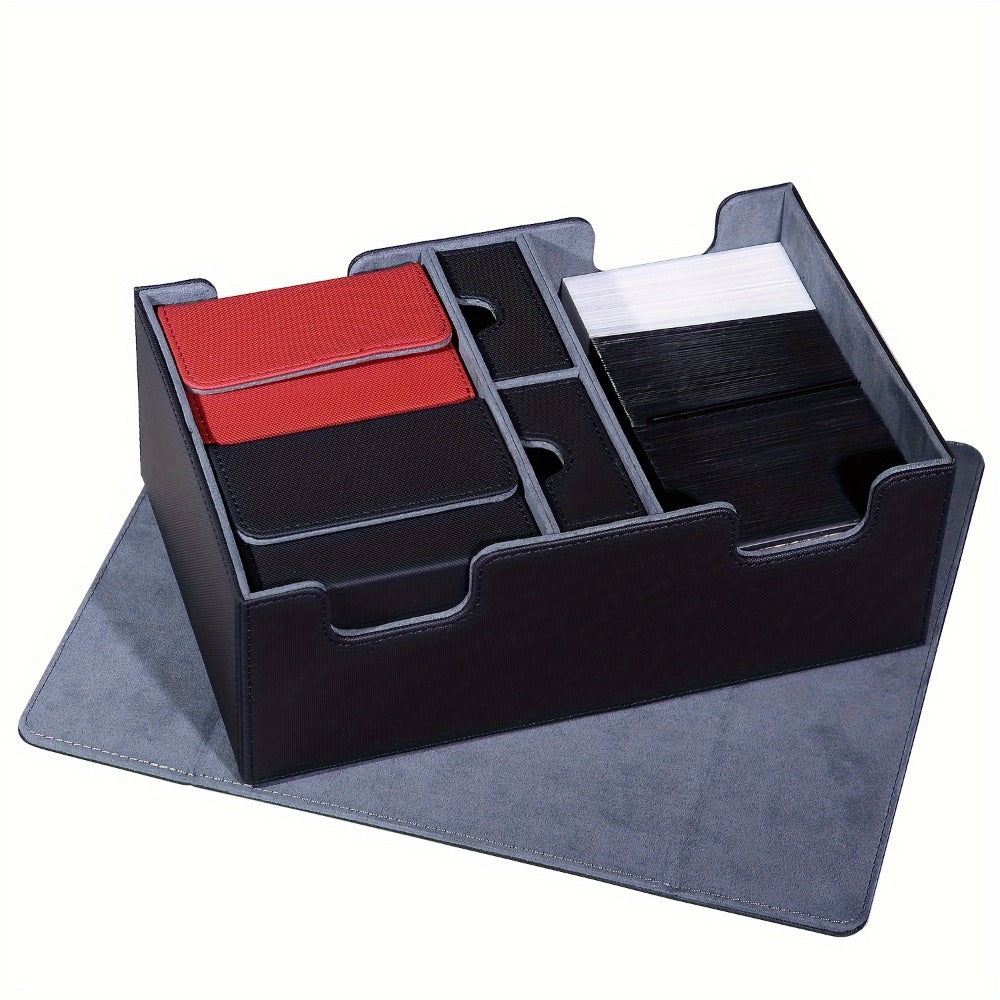 Magnetic Trading Card Deck Box for 600+ Cards with Four Deck Slots, Two Dice Trays and Four Colors