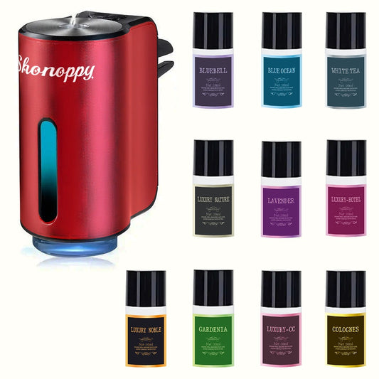 Car Air Freshener Aroma Diffuser with Essential Oils – USB Powered Smart Scent Diffuser for Car, 3/6/10/20 Bottles 0.34oz Essential Oils Included, Compact Cup Holder Design, Multi-Color