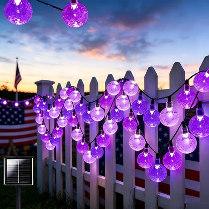 Crystal Ball String Lights 100 LED 39ft, Solar Bubble Ball Fairy Lights with 8 Lighting Modes — Outdoor Waterproof Decor for Christmas, Halloween, July 4th & Patio | Multi-Color Options
