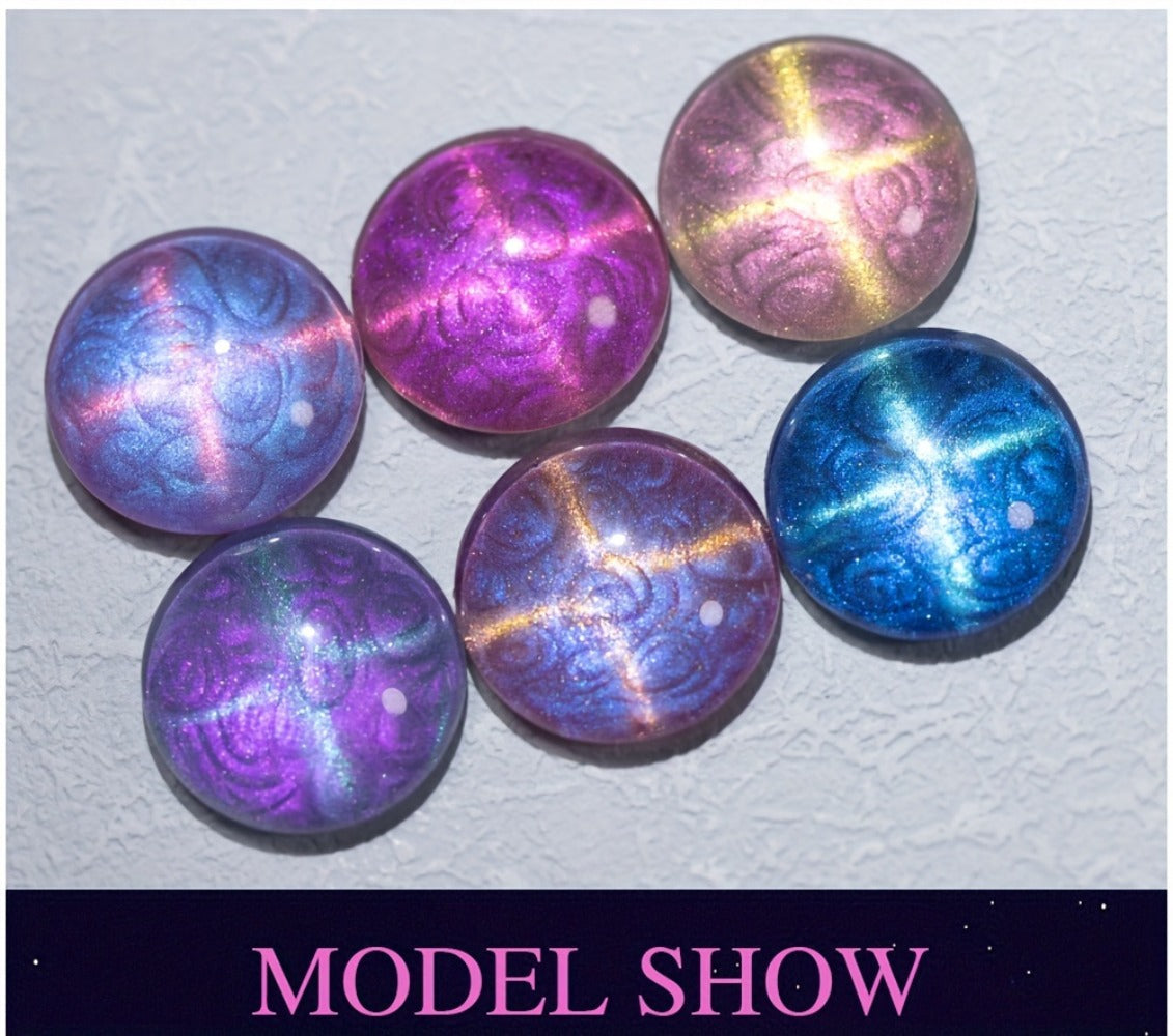 Cat Eye Gel Nail Polish Set 6Pcs 9D Aurora Magnetic Glitter Pearl Shell Effect – Soak-Off Semi-Permanent UV LED Gel Varnish Nail Art Kit for Home Salon Manicure Gift for Women