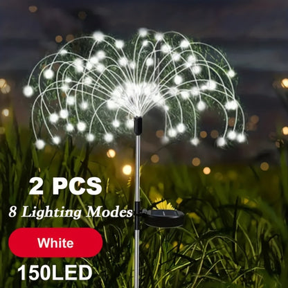 Solar Fireworks Lights Outdoor – 60 to 420 LED Solar Garden Fairy Lights with 8 Modes, Waterproof Copper Wire Sparkler Lights for Garden, Patio, Yard, Pathway & Holiday Decoration