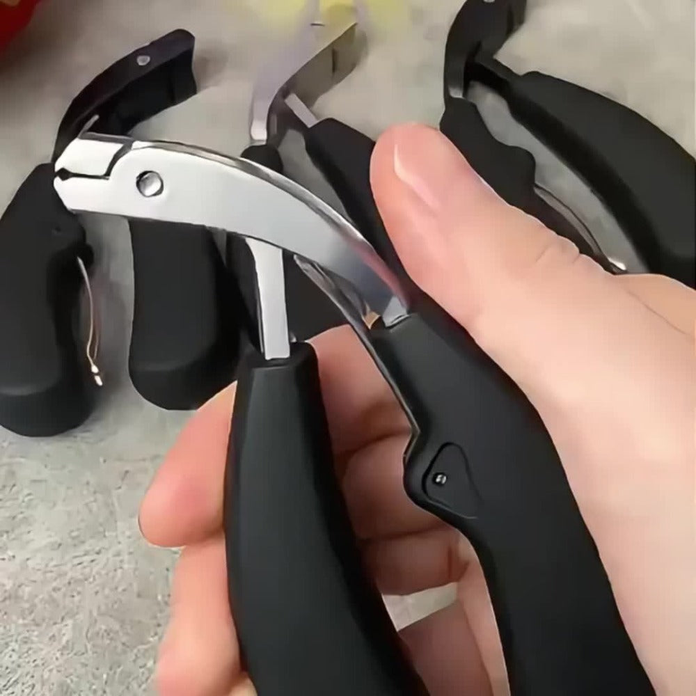 Wide-Jaw Nail Clipper and File Set, Two-Piece Black-Handle Kit with Curved Concave Edge and Stainless-Steel-Labeled Components