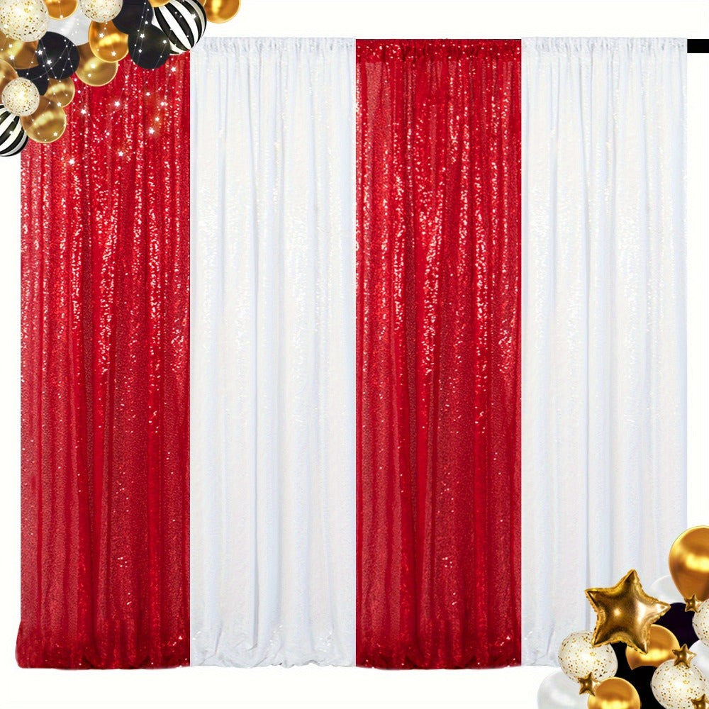Sequin Backdrop Curtain 4 Panels 2FTx8FT – Shimmer Glitter Background for Wedding Party Photo Booth Decoration
