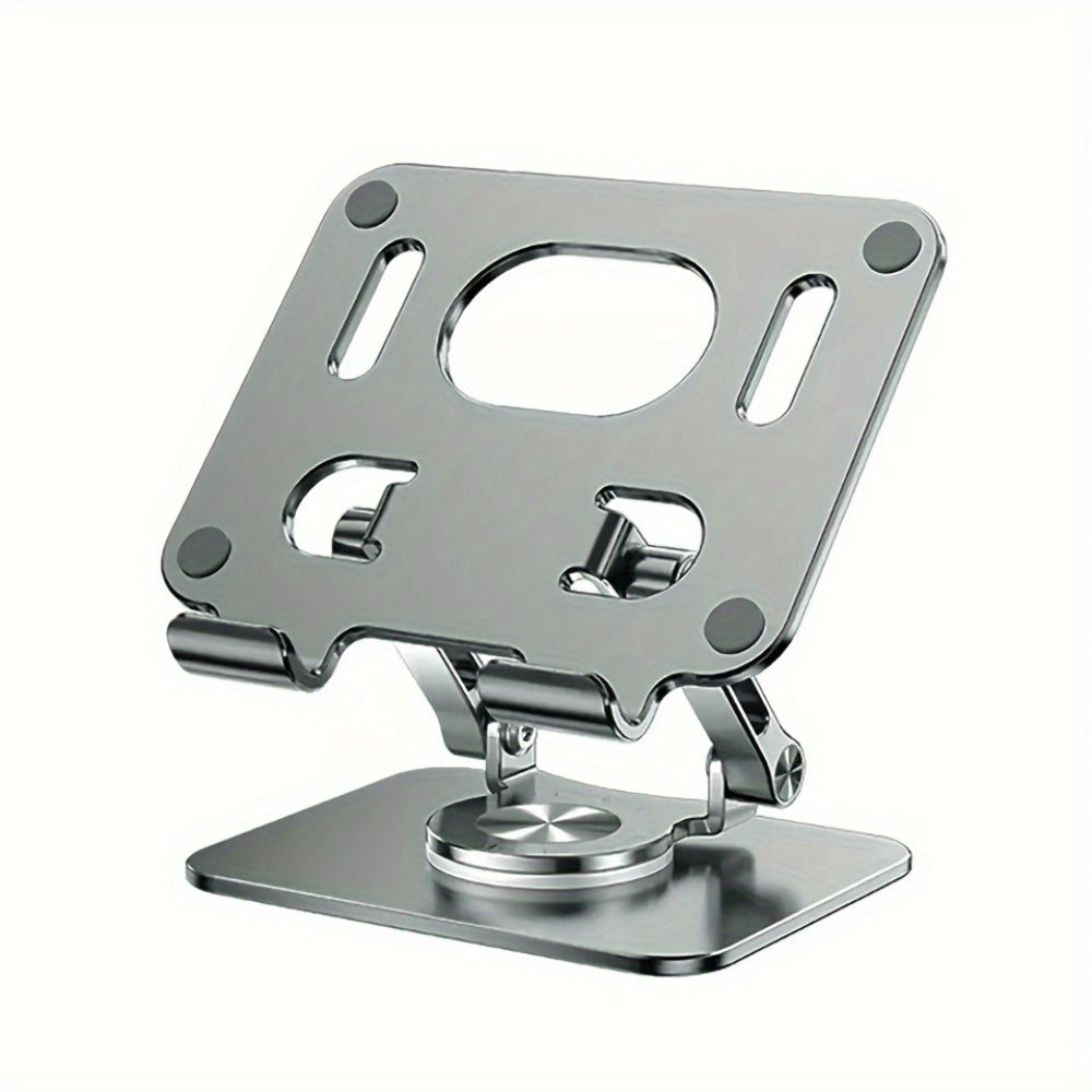 Black or Silver Rotating Tablet Stand with Foldable Desktop Base, Adjustable Tilt and Portrait or Landscape Viewing