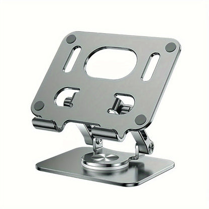 Black or Silver Rotating Tablet Stand with Foldable Desktop Base, Adjustable Tilt and Portrait or Landscape Viewing