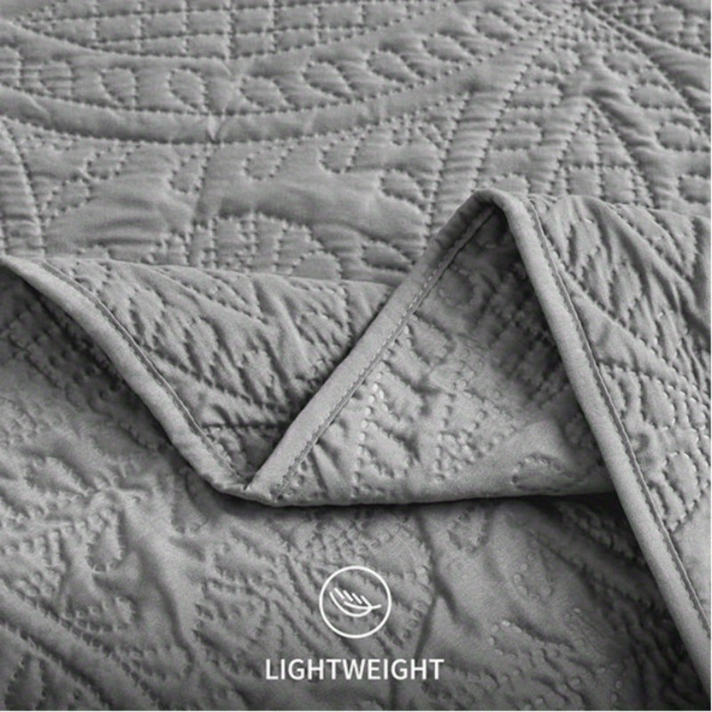 Three-Piece Lightweight Microfiber Quilt Set with Pillow Shams in Ten Size and Color Options