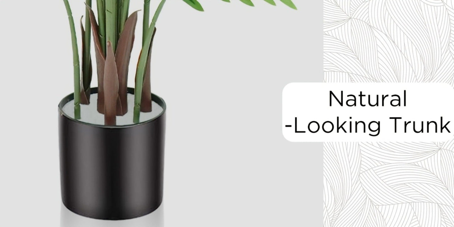 Artificial Areca Palm Tree in 4, 5 or 6-Foot Heights with Frond Count and White Planter Options