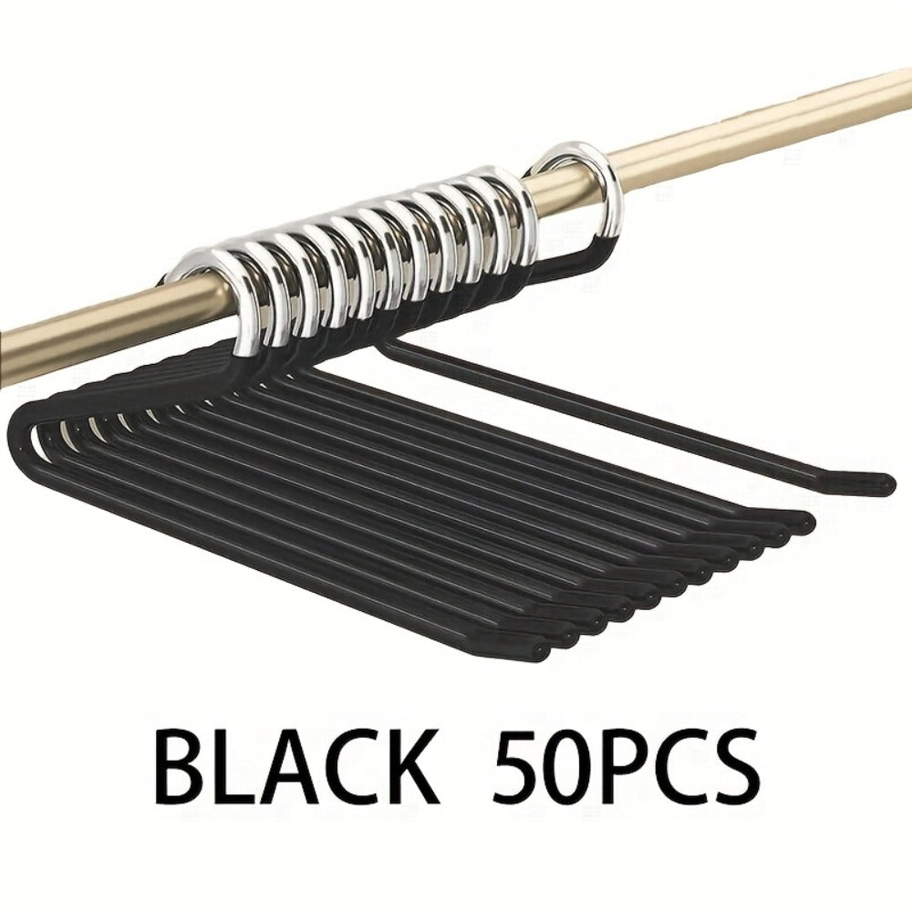Open-Leg Pants Hangers in Black or White with 10-, 20-, 30- or 50-Piece Checkout Packs for Closets