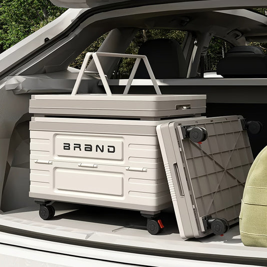 Collapsible Storage Bin with Lid and Handle 7.93Gal Foldable Plastic Crate Stackable Portable Tote Box for Camping Fishing Car RV Office Home Garage