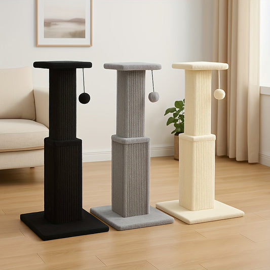 Cat Scratching Post Multi-Tier Sisal Tower for Indoor Cats – 18.9" & 32" Cat Tree with Hanging Ball Toy, Natural Sisal Rope, Sturdy Base – Green, Brown, Gray, Black, Beige Options