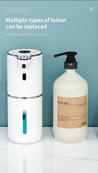 Rechargeable Touchless Foam Soap Dispenser with Six-Level Display, Countertop or Wall Mount in Black or White
