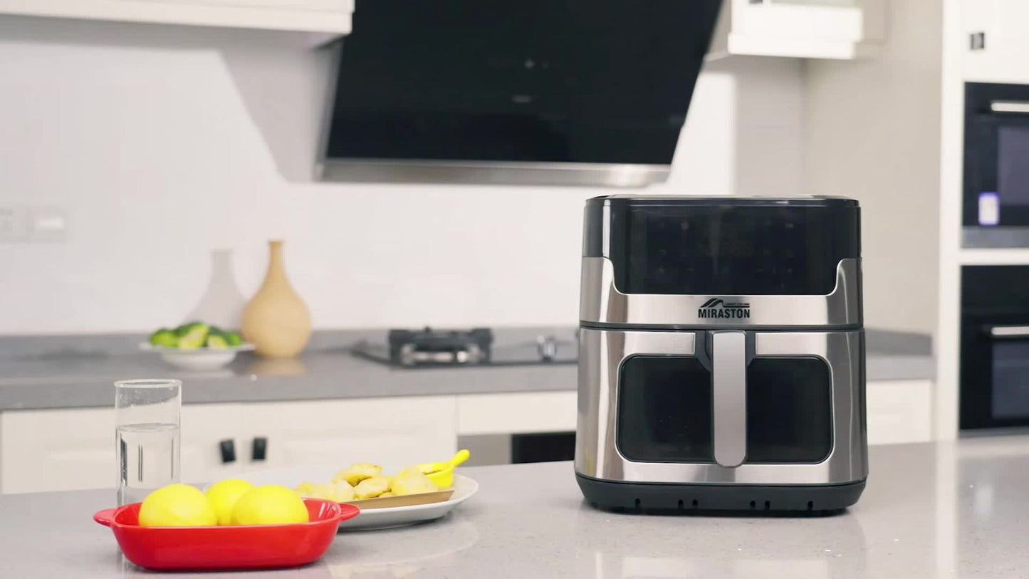 Miraston Air Fryer with Viewing Window, Eight Preset Icons and 3.6Qt or 8.5Qt Black Touchscreen Options
