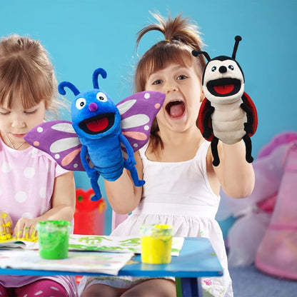 Movable-Mouth Insect Hand Puppets in Bee, Ladybird, Dragonfly, Butterfly, Ant and Caterpillar Styles