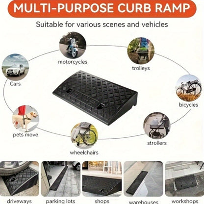Curb Ramp Heavy Duty Plastic 3000 lb Portable Lightweight for Car SUV Motorcycle Bike Wheelchair Scooter Driveway Sidewalk Loading Dock Garage Outdoor Use Mobility Aid Ramp 2/4 Pack Black