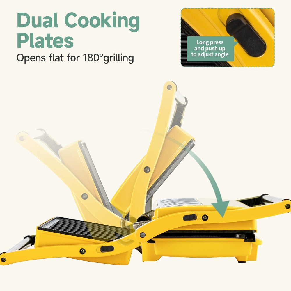 Panini Press Grill 3-in-1 Electric Indoor Grill with Non-Stick Plates - 180° Flat Grill Sandwich Maker with Floating Hinge Grease Tray Temperature Control, Compact Countertop Grill for Home Dorm Office