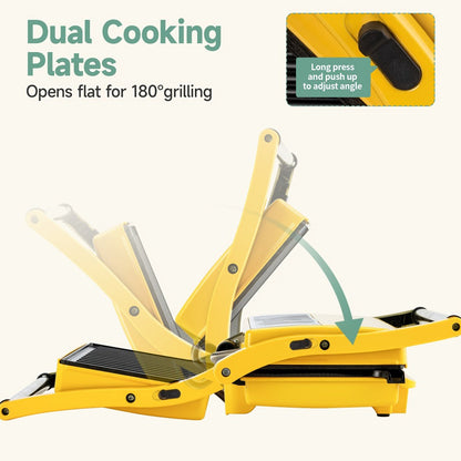 Panini Press Grill 3-in-1 Electric Indoor Grill with Non-Stick Plates - 180° Flat Grill Sandwich Maker with Floating Hinge Grease Tray Temperature Control, Compact Countertop Grill for Home Dorm Office